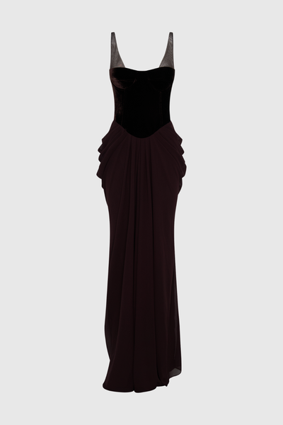 Boyan Mesh Ruch Maxi Dress