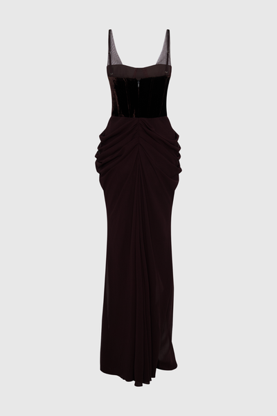 Boyan Mesh Ruch Maxi Dress