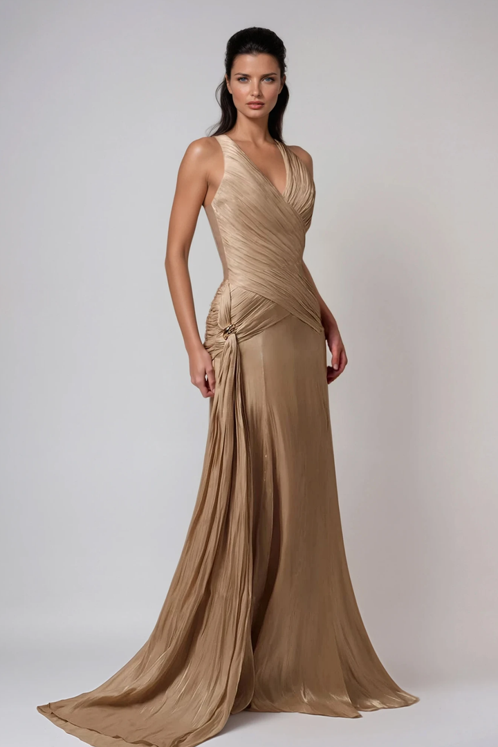 Boyce Ruch Plunge Maxi Dress - Celestia Couture