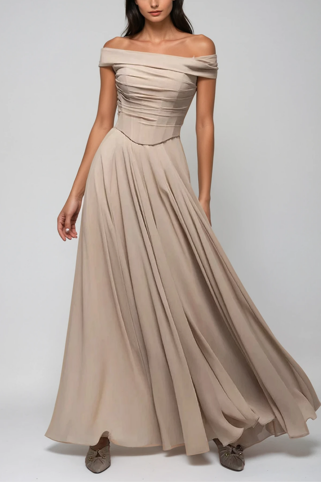 Brandon Corset Ruffle Maxi Dress - Celestia Couture