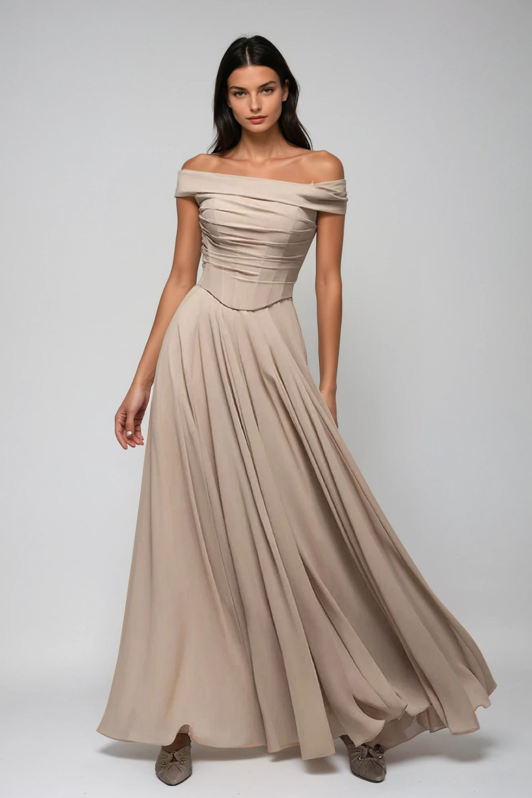 Brandon Corset Ruffle Maxi Dress - Celestia Couture