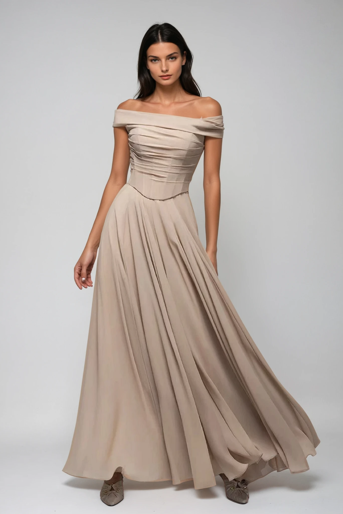 Brandon Corset Ruffle Maxi Dress