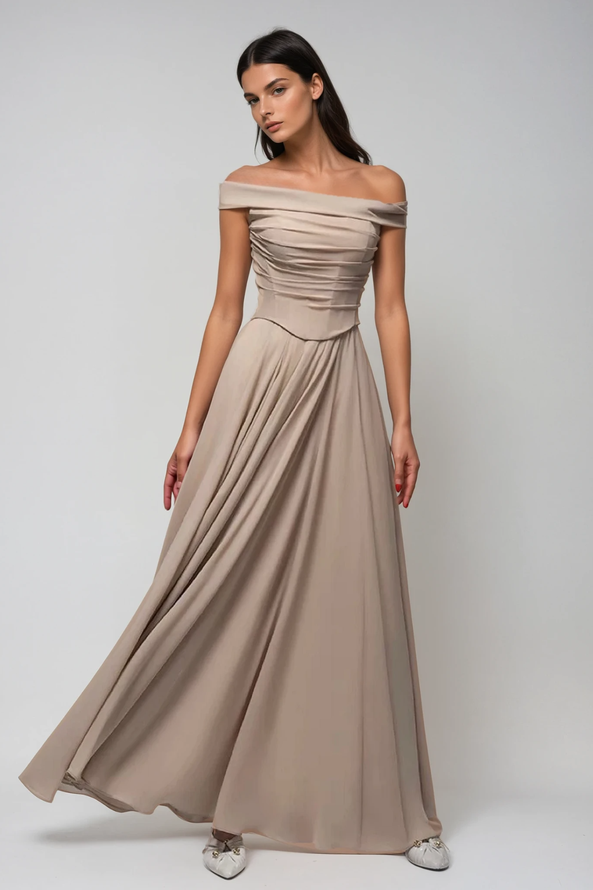 Brandon Corset Ruffle Maxi Dress