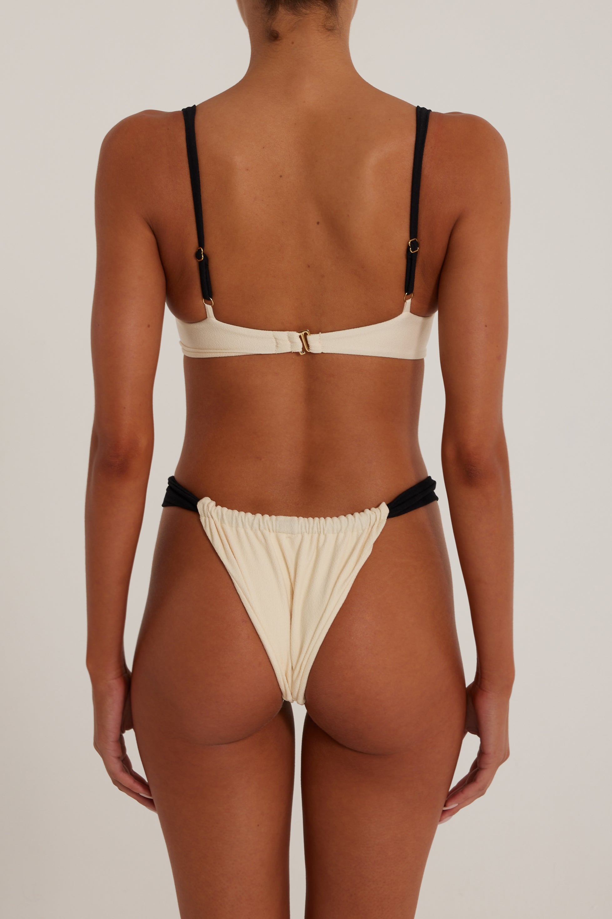 Underwire Top (Faux Suede Cream/Black) - Celestial Couture