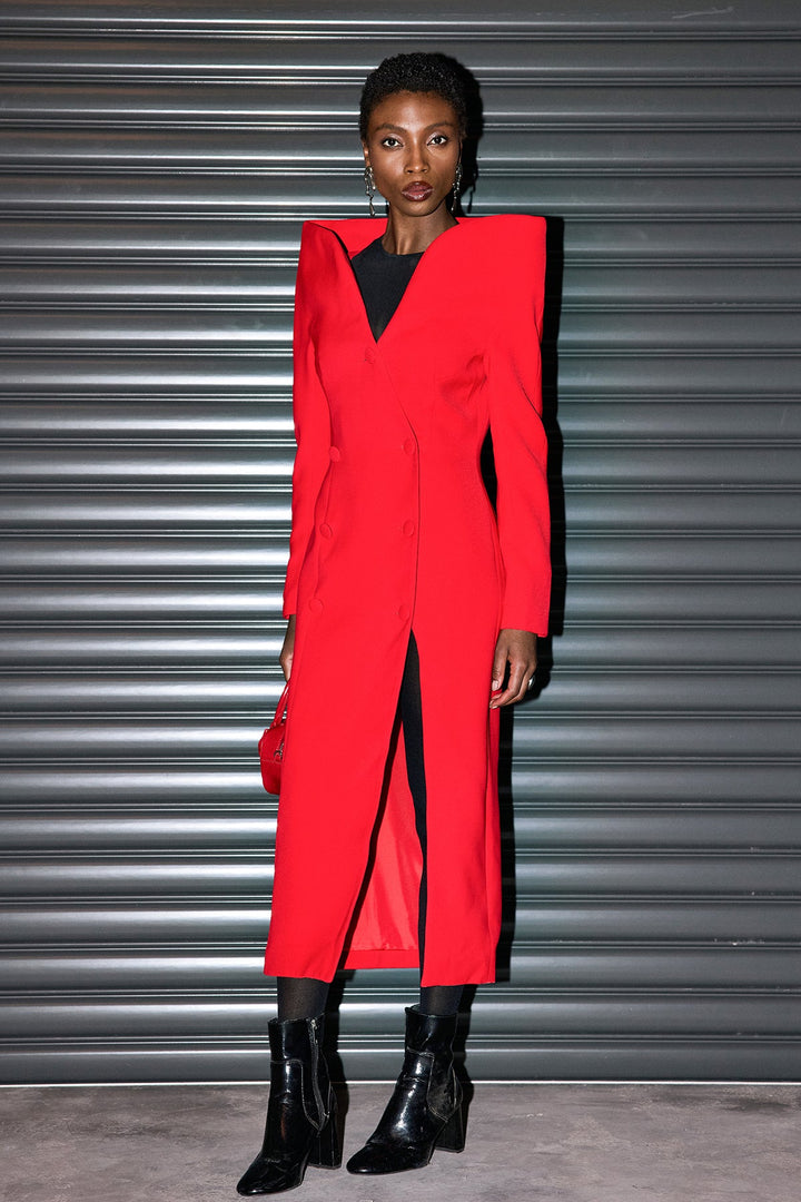 Cactus Button Deconstruct Split Coat - Celestia Couture