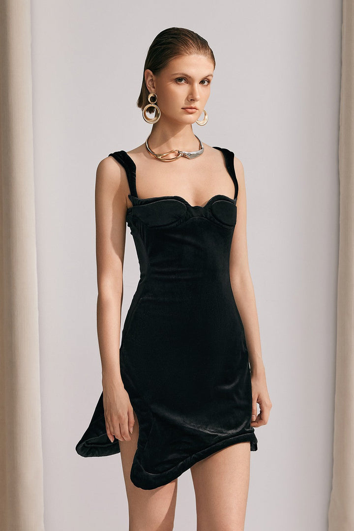 Camille Sweetheart Asymmetric Mini Dress - Celestia Couture