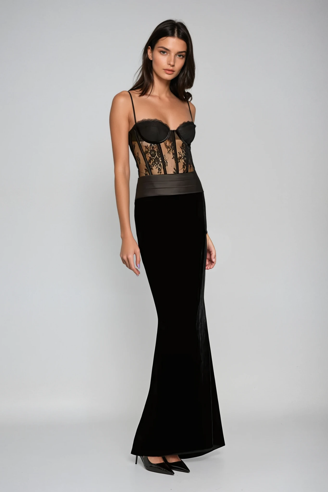 Camillus Lace Corset Maxi Dress - Celestia Couture
