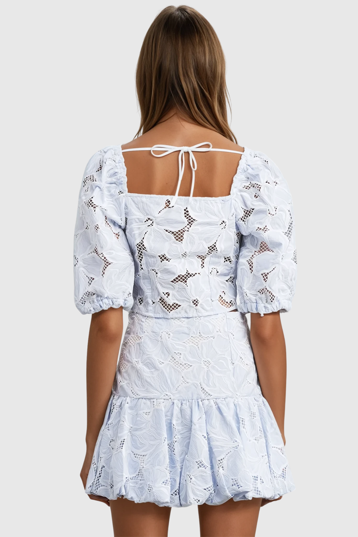 Carmela Embroidered Cutout Skirt Set - Celestia Couture