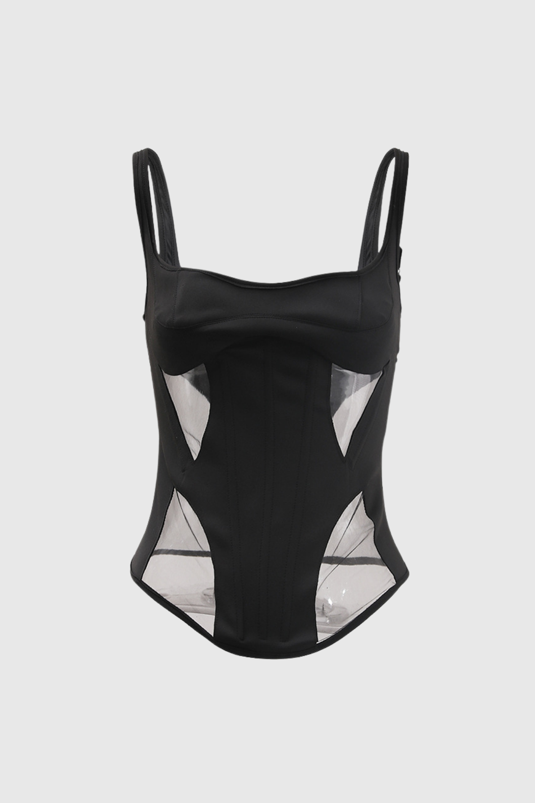 Chana Corset Mesh See Through Top In Black - Celestia Couture