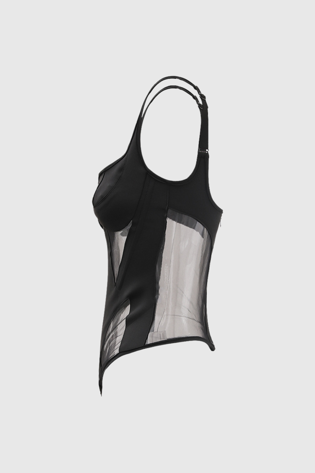 Chana Corset Mesh See Through Top In Black - Celestia Couture