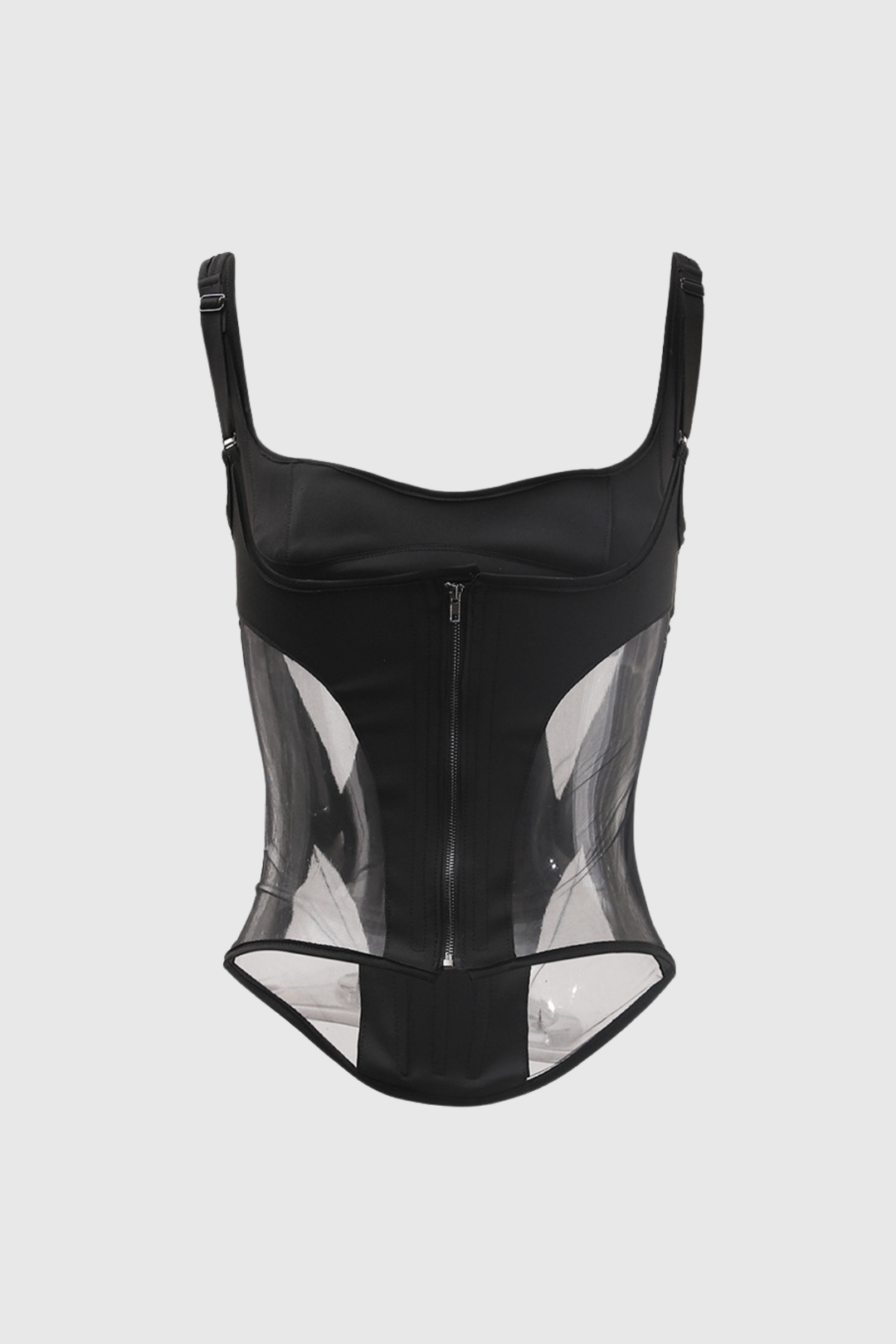 Chana Corset Mesh See Through Top In Black - Celestia Couture