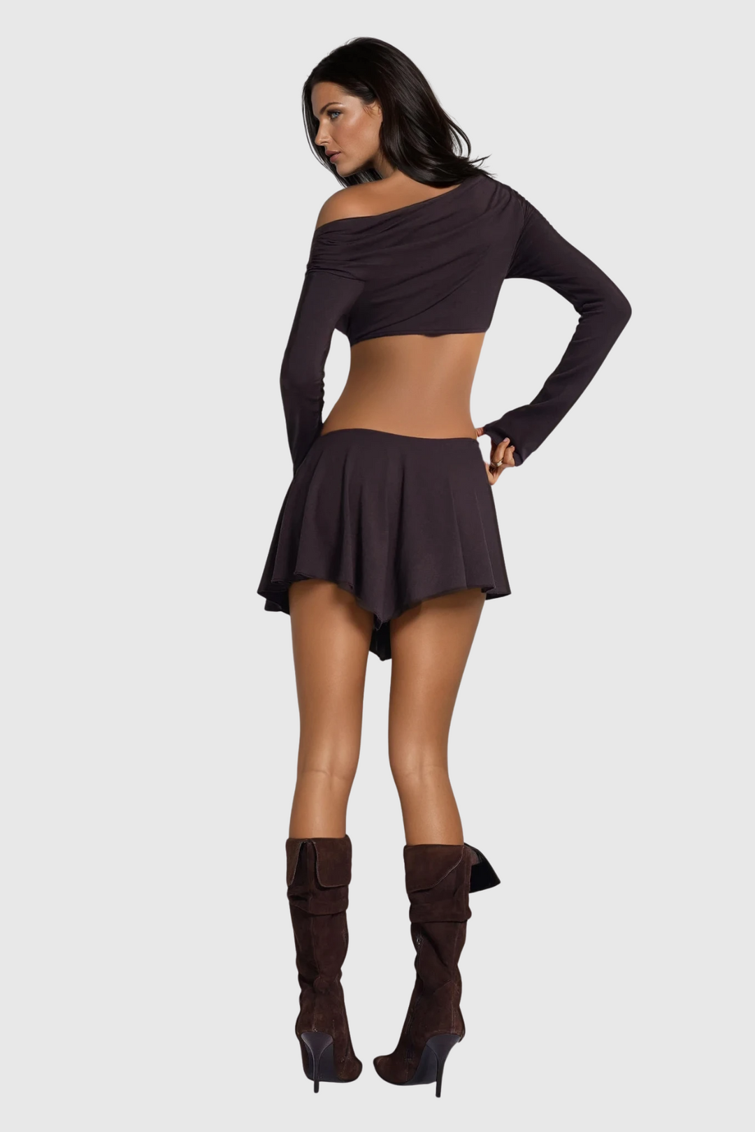 Chinyere Cutout Asymmetric Ruffle Skirt Set - Celestia Couture