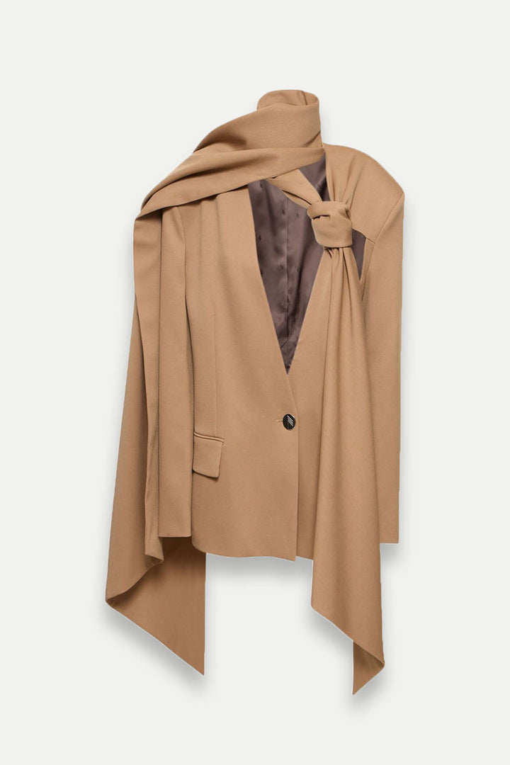 Claire Cutout Blazer Set In Brown - Celestia Couture