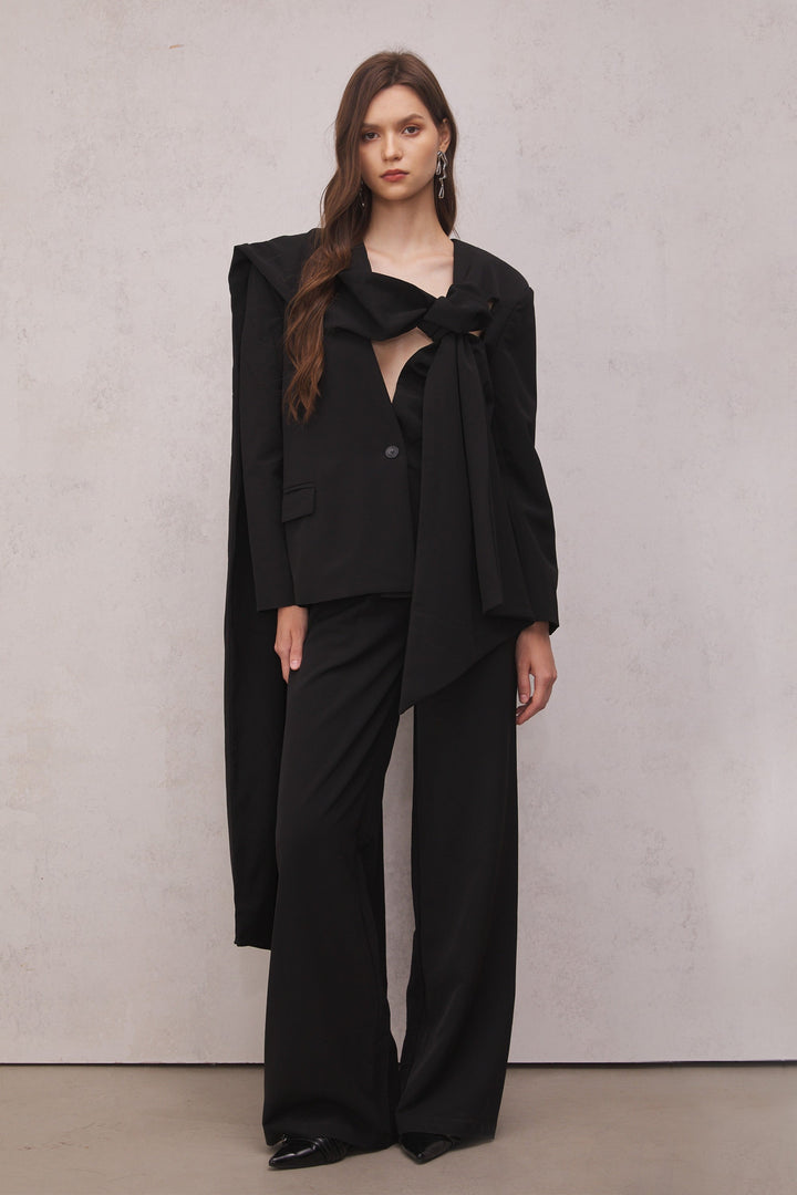 Claire Cutout Blazer Set In Black - Celestia Couture