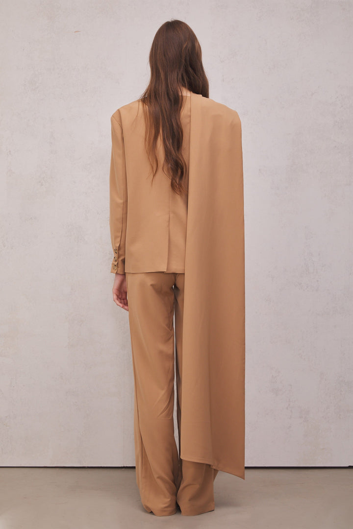 Claire Cutout Blazer Set In Brown - Celestia Couture