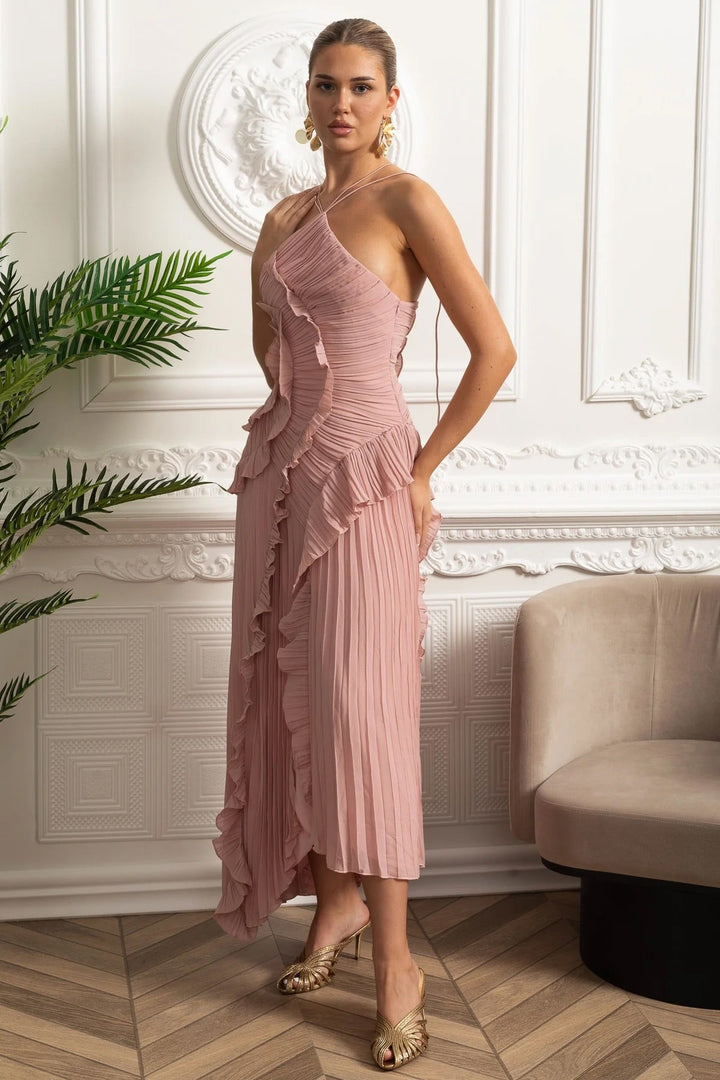 Julia Charming Ruffle Cascade Maxi Dress - Celestia Couture