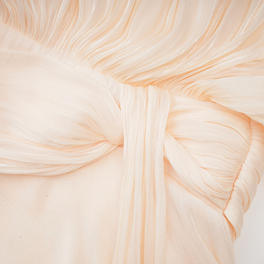Eugénie fully-pleated ruffled mini dress in Neutrals - Celestia Couture