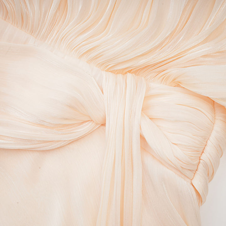 Eugénie fully-pleated ruffled mini dress in Neutrals - Celestia Couture