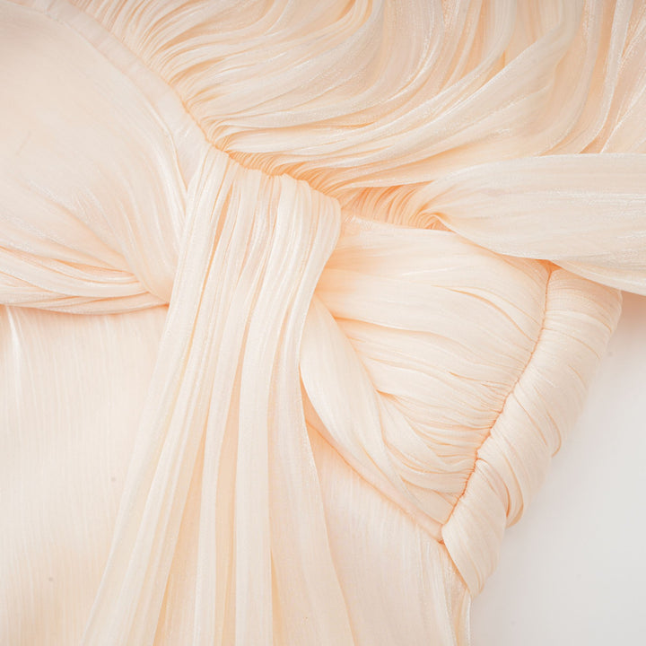 Eugénie fully-pleated ruffled mini dress in Neutrals - Celestia Couture