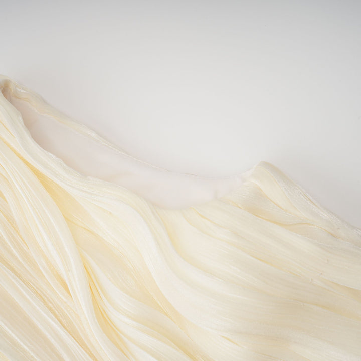 Cyrielle Pleated Mini Dress with Ribbon Design Accent - Celestia Couture