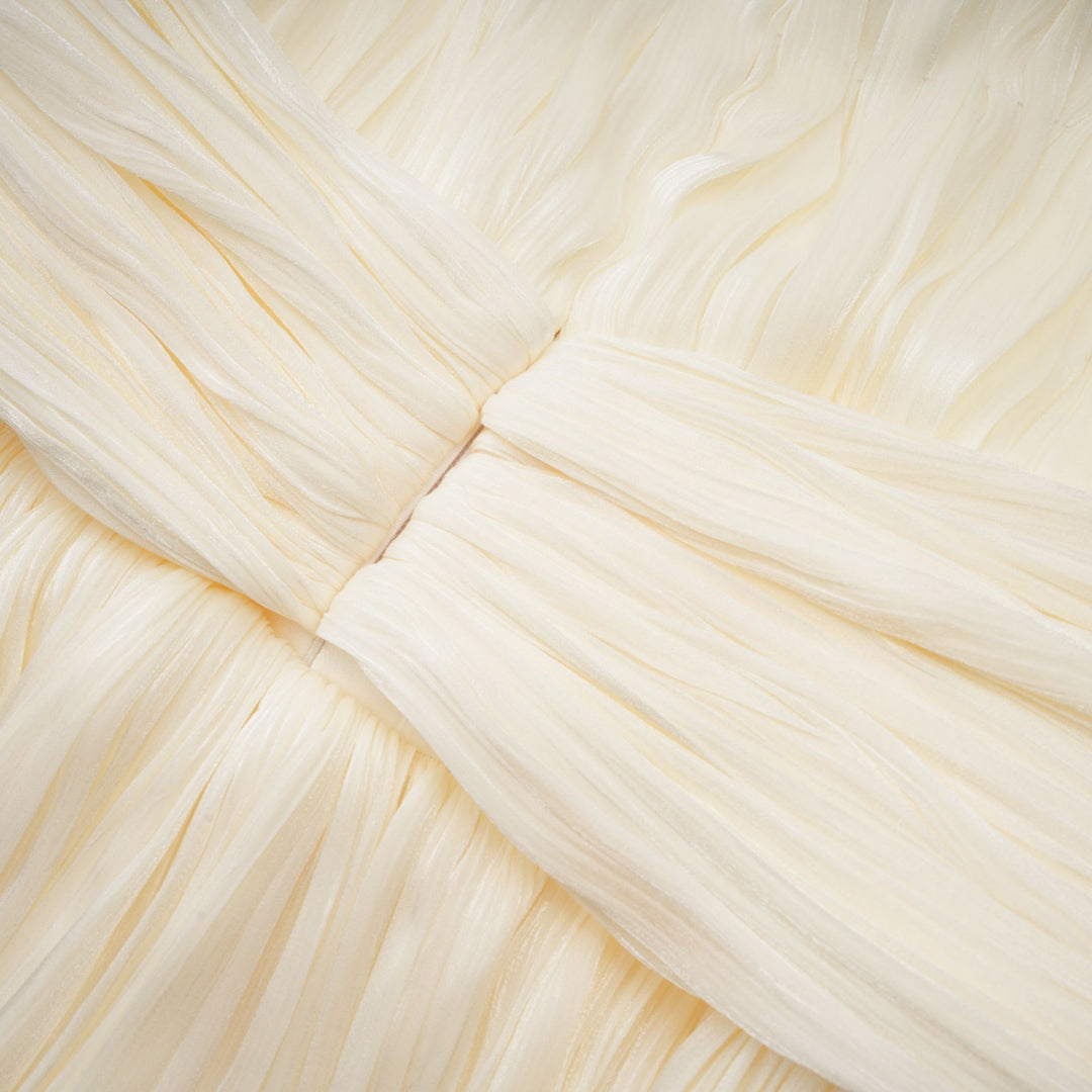 Cyrielle Pleated Mini Dress with Ribbon Design Accent - Celestia Couture