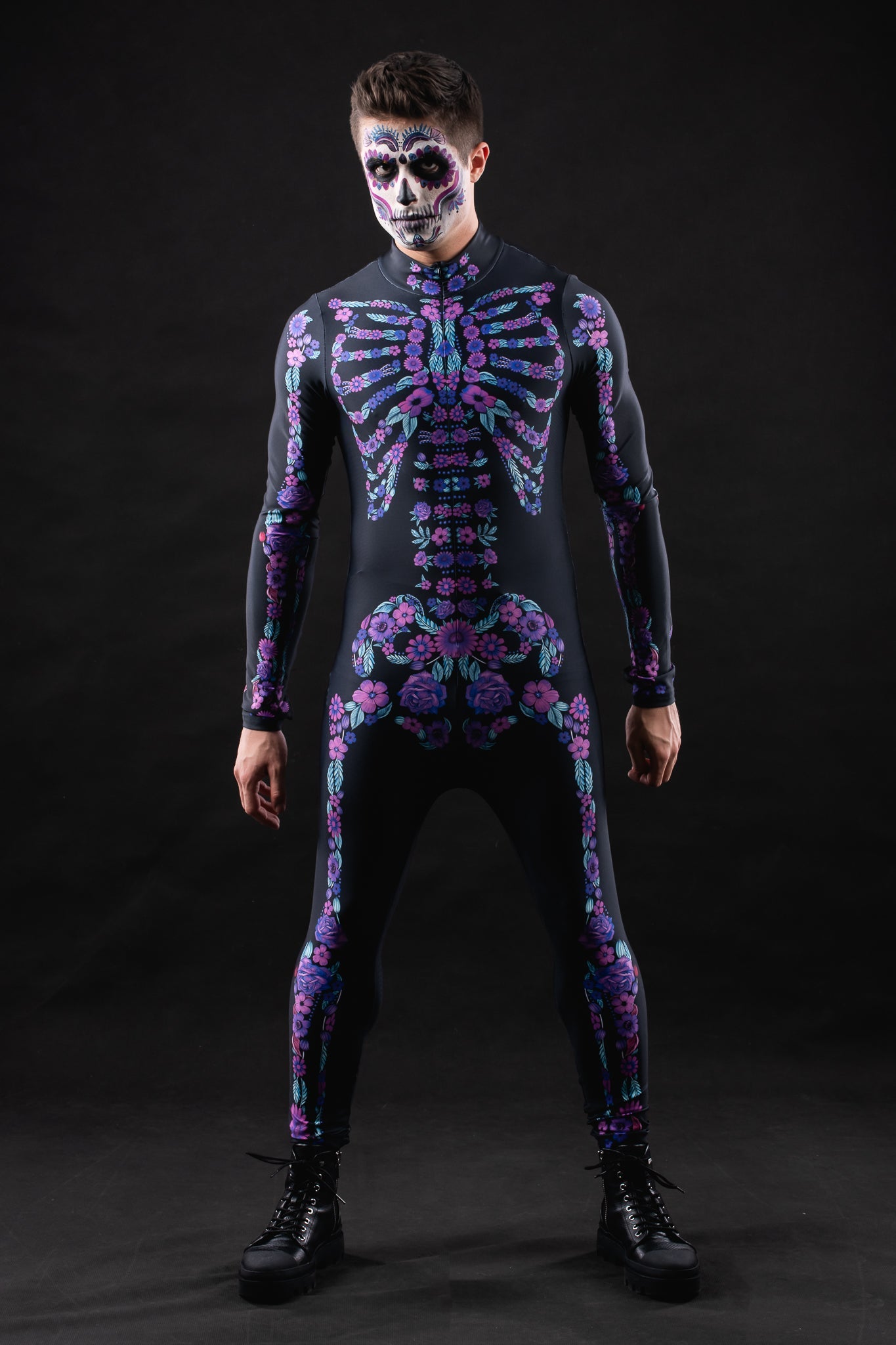 PURPLE FLOWERS SKELETON Costume for Men