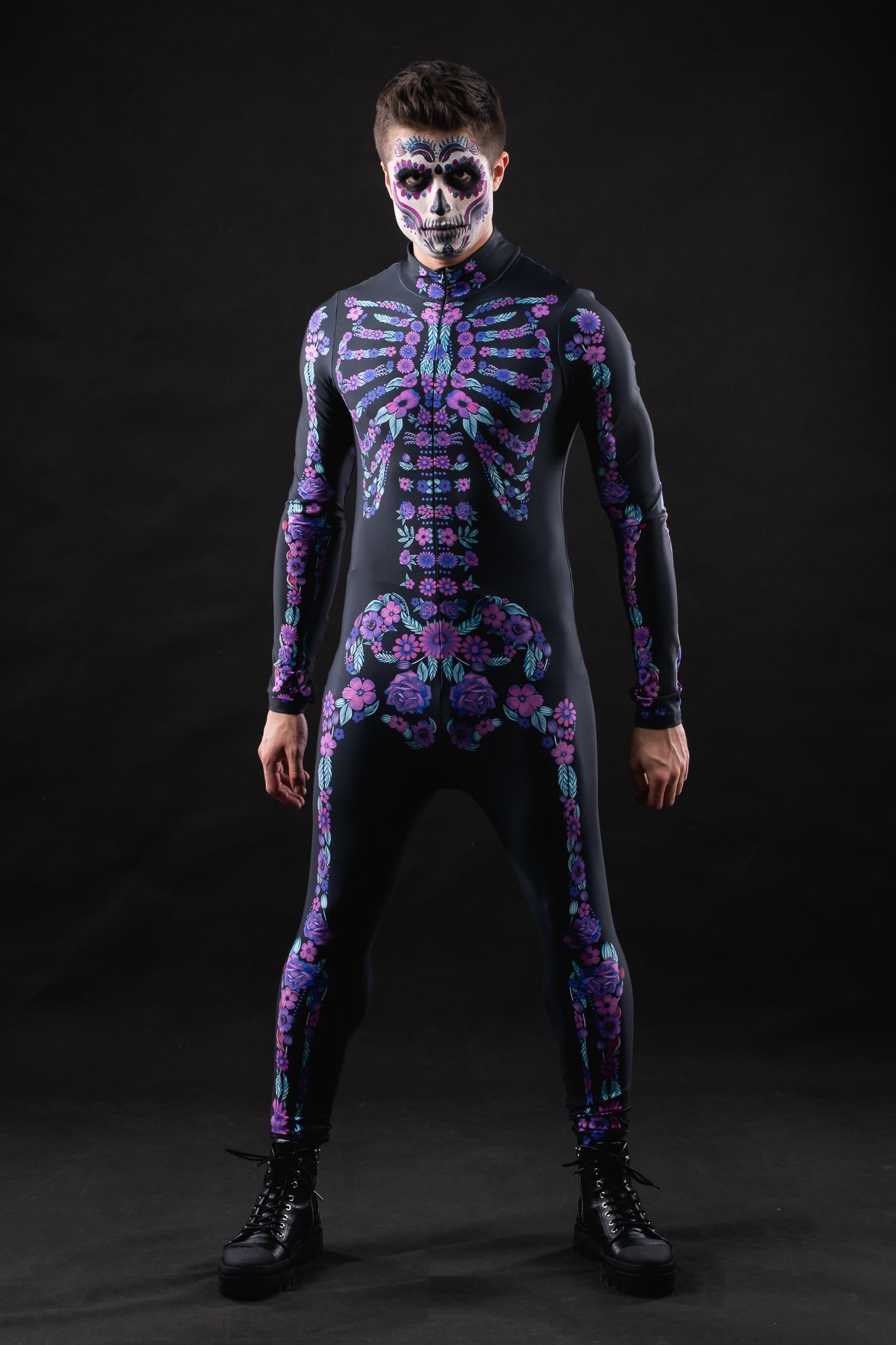 PURPLE FLOWERS SKELETON Costume for Men