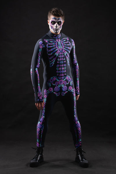 PURPLE FLOWERS SKELETON Costume for Men