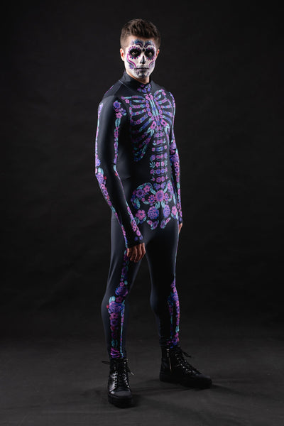 PURPLE FLOWERS SKELETON Costume for Men