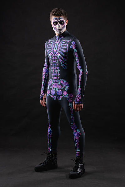 PURPLE FLOWERS SKELETON Costume for Men