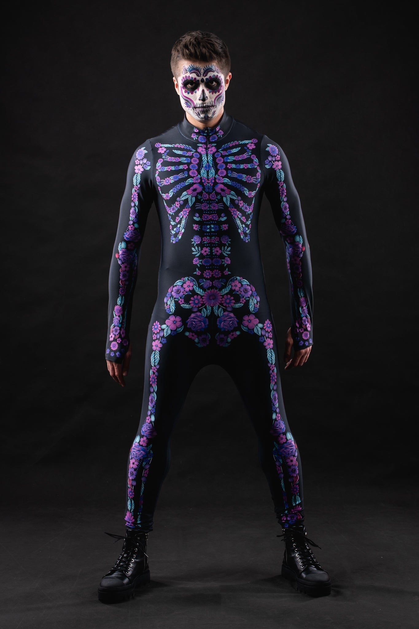 PURPLE FLOWERS SKELETON Costume for Men