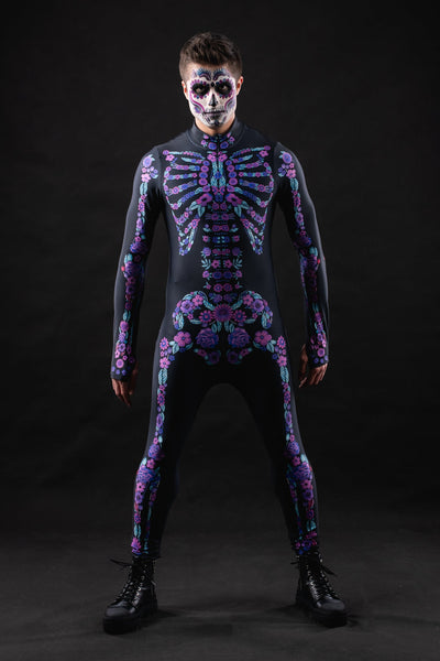 PURPLE FLOWERS SKELETON Costume for Men