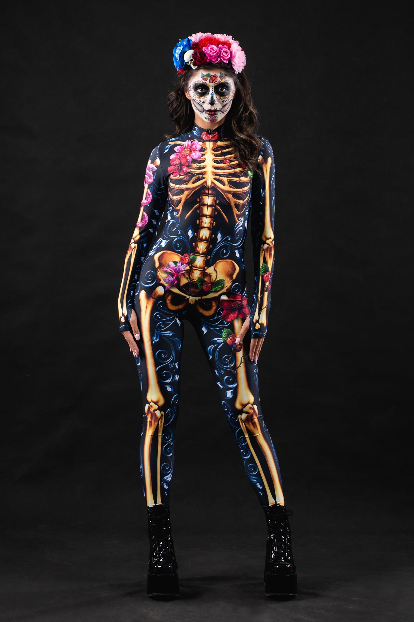 Blue ORNAMENTS SKELETON Costume for Women - Style Solo or Set