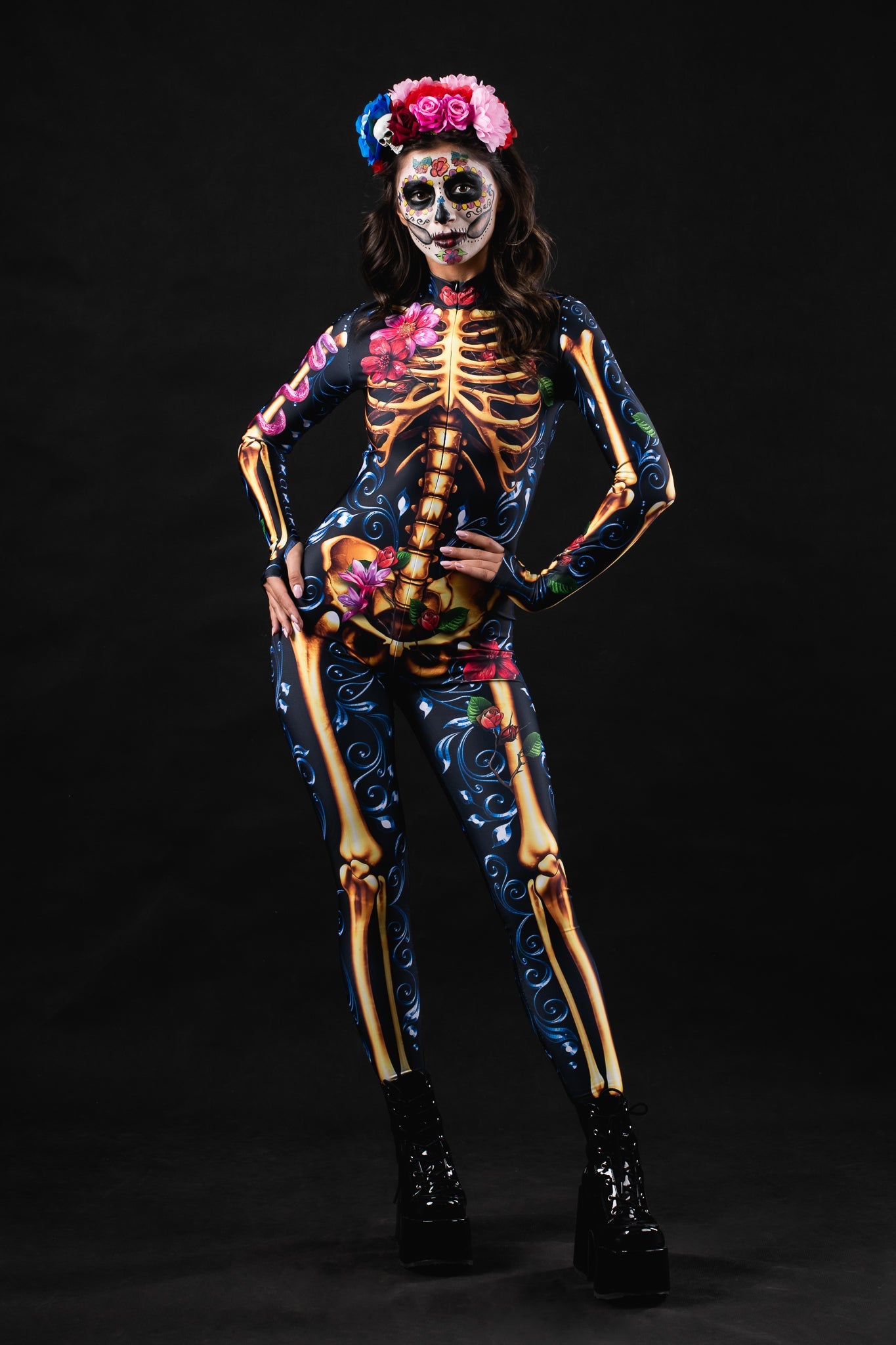 Blue ORNAMENTS SKELETON Costume for Women - Style Solo or Set