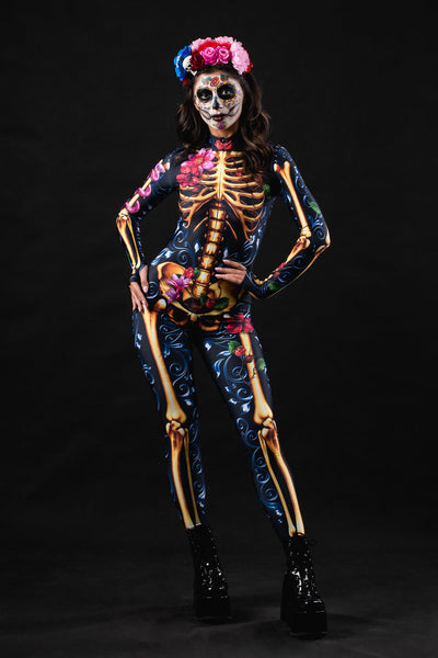 Blue ORNAMENTS SKELETON Costume for Women - Style Solo or Set