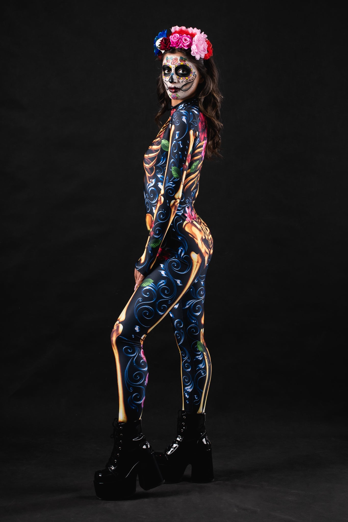 Blue ORNAMENTS SKELETON Costume for Women - Style Solo or Set