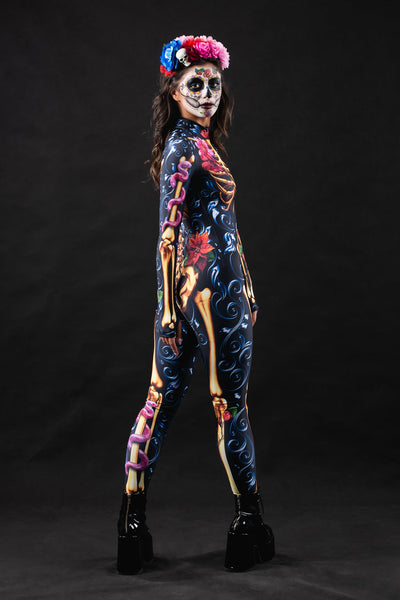 Blue ORNAMENTS SKELETON Costume for Women - Style Solo or Set