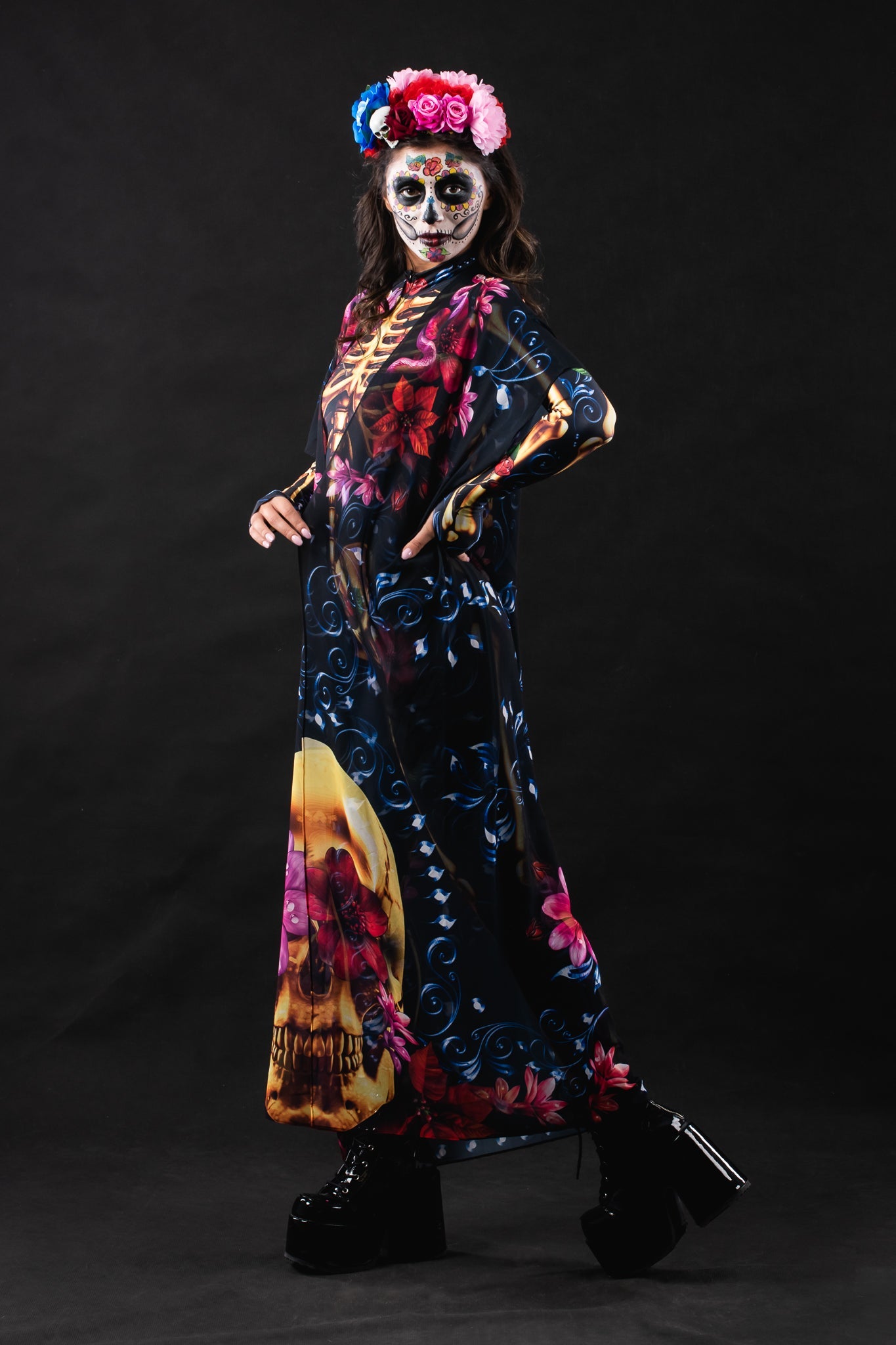 Blue ORNAMENTS SKELETON Costume for Women - Style Solo or Set