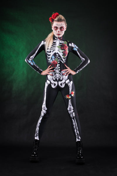 ROSES & BUTTERFLIES SKELETON Costume for Women - Style Solo or Set