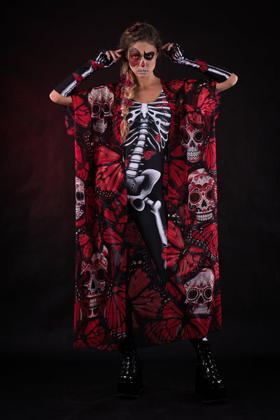 RED BUTTERFLIES Scoop Neck Jumpsuit & Gloves - Style Solo or Set