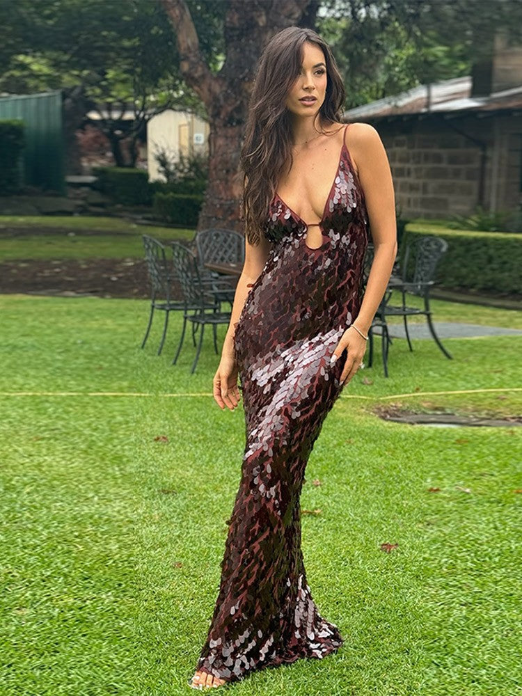 Kailani | Sequin Maxi Long Dress - Celestia Couture