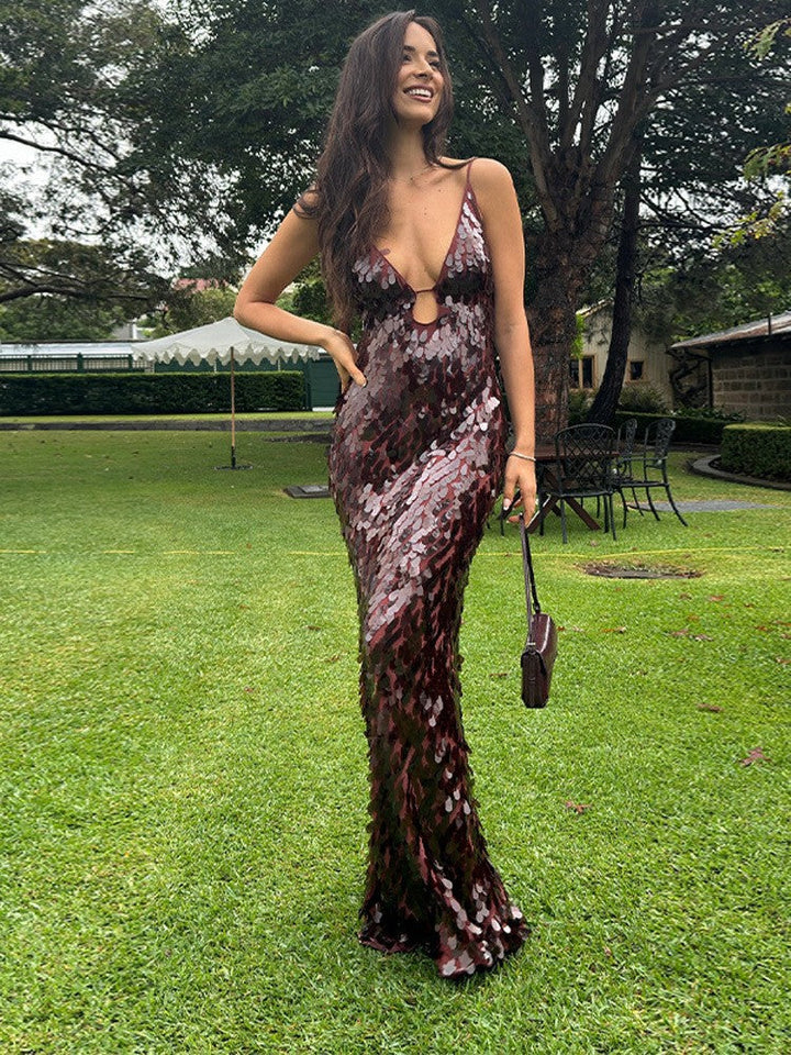 Kailani | Sequin Maxi Long Dress - Celestia Couture