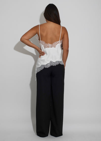 Whispered Elegance Satin Lace Long Top