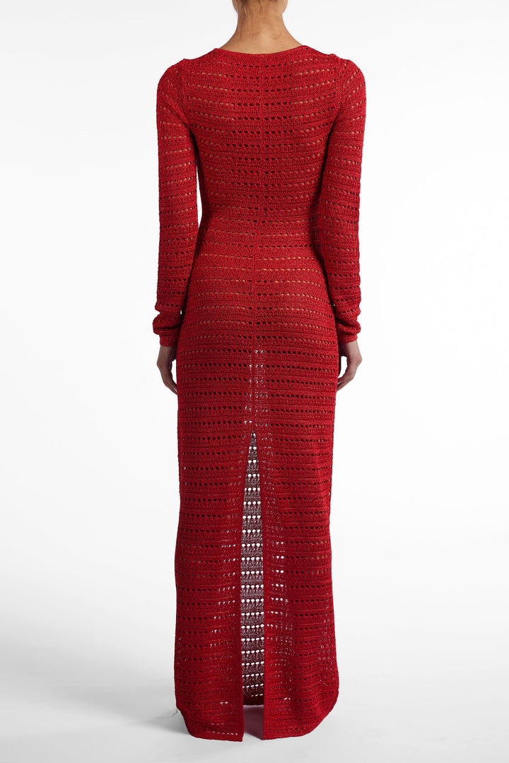 Rosette Crochet Dress (Red) - Celestia Couture