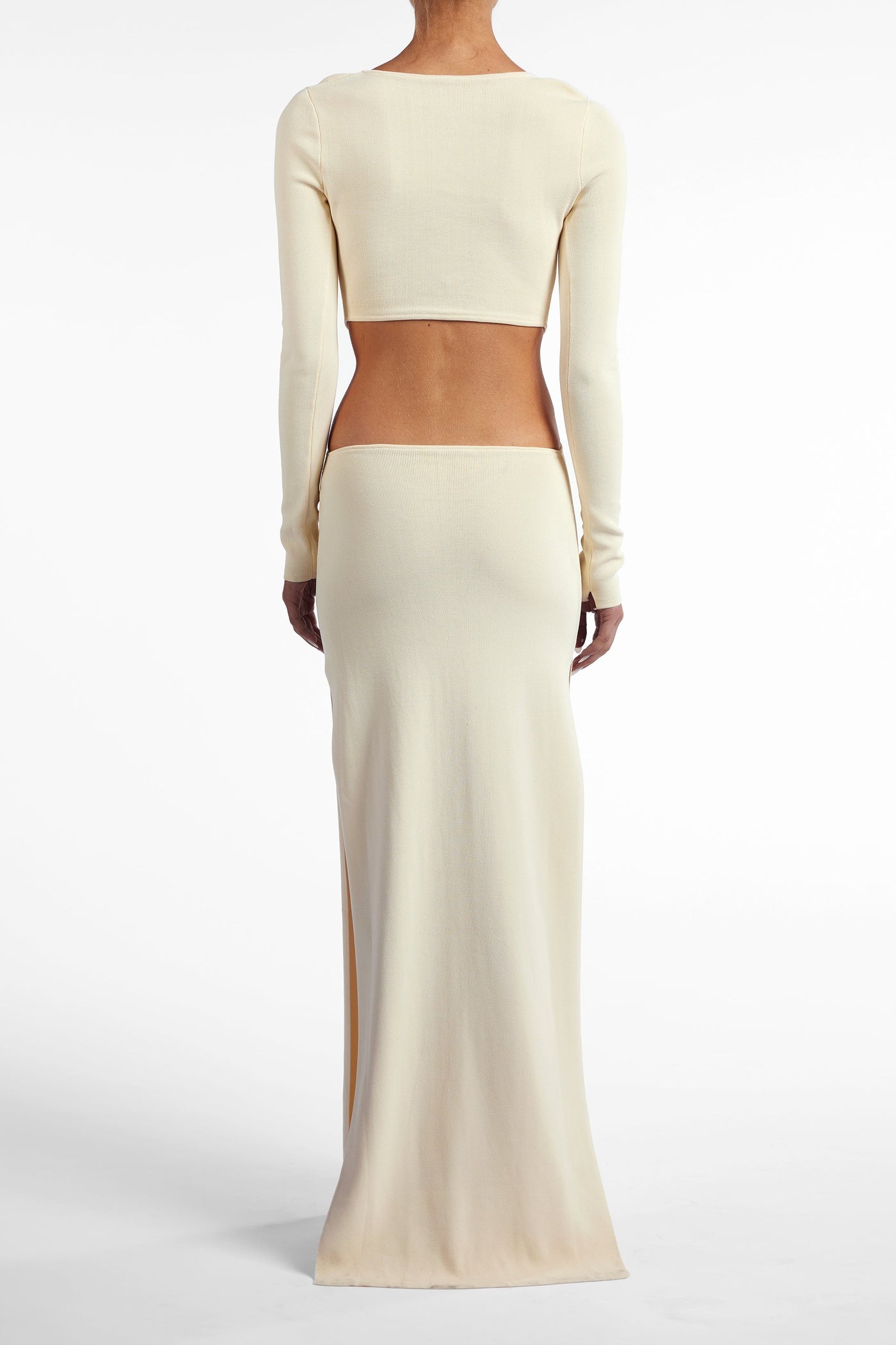 Long Sleeve Cut Out Maxi Dress (Cream) - Celestial Couture