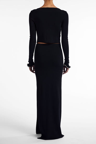 Ruffle Hem Top (Black/Cream) - Celestial Couture