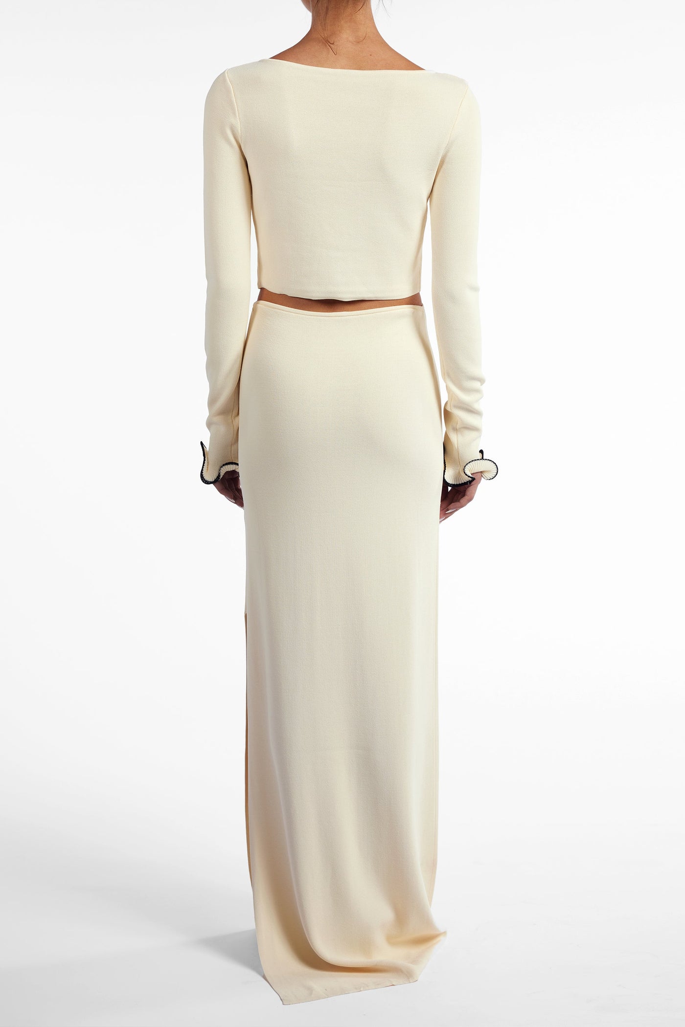 Ruffle Hem Top (Cream/Black) - Celestial Couture