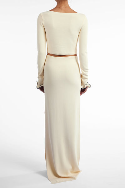 Ruffle Hem Top (Cream/Black) - Celestial Couture