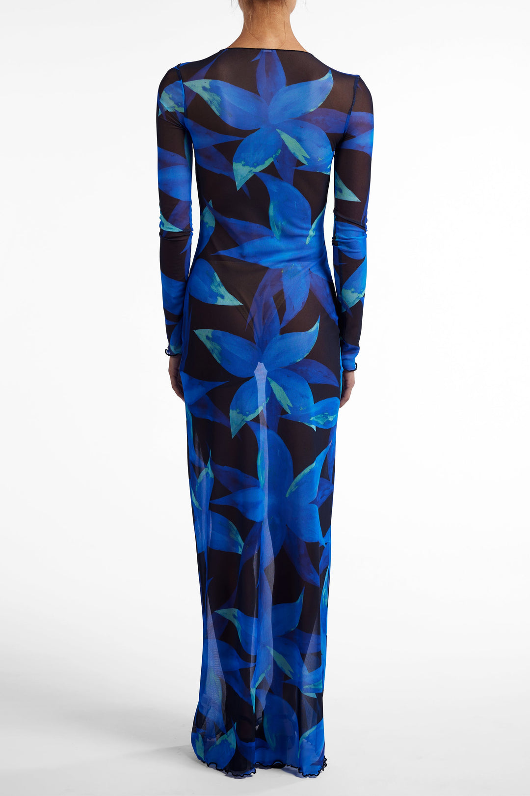 Mesh Maxi Dress (Blue Tropical) - Celestial Couture