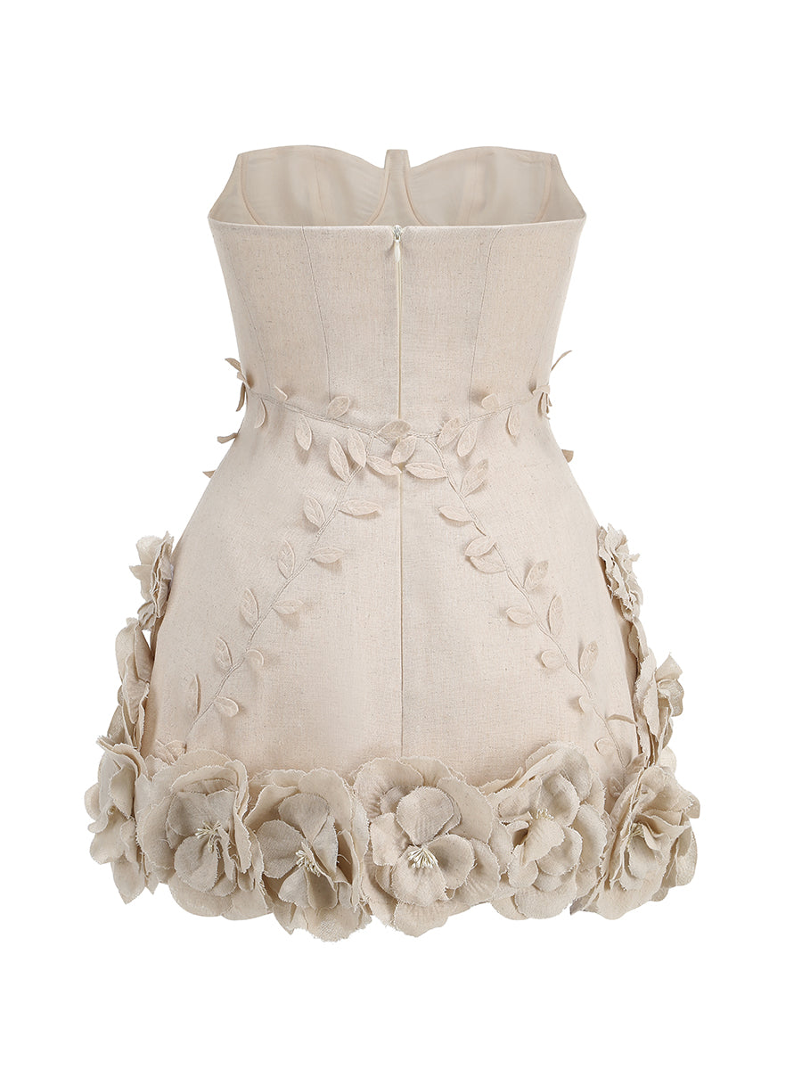Eleanora Corset Flower Off Shoulder Mini Dress - Celestia Couture